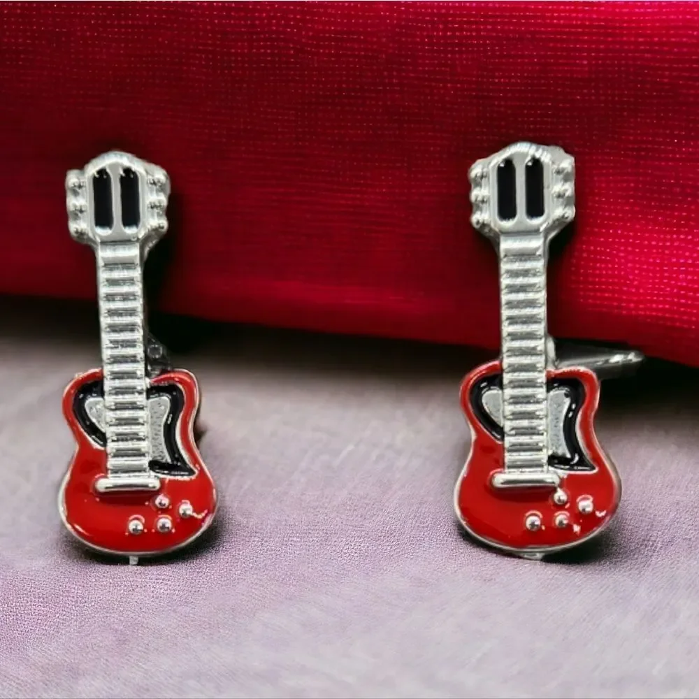Guitar 🎸 Cufflinks Tuxedo Prom Wedding Formal Shaped Cuff Links Musician Gift